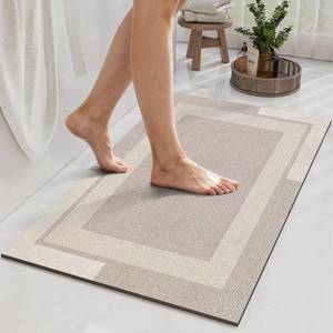 lot 8031 image: YDKGL Non Slip Bath Mat Thin Bathroom Rugs Fit Under Door Beige 16x 24