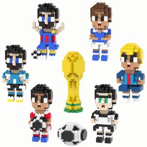 lot 8036 image: 8 Piece Soccer Ball Minifigures Toy Building Blocks Set - STEM Little People Collector, Comes with Trophy Soccer Ball Model, for Boys Teens and Adults Book Shelf Soccer Fans World Cup 2026 Gifts
