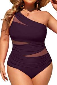 lot 8041 image: Plus Size One Piece Swimsuit for Women - One Shoulder Bathing Suit