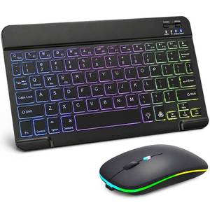 lot 8054 image: Backlit Bluetooth Keyboard and Mouse for iPad, Rechargeable Slim Portable Wireless Keyboard and Mouse for iPad Tablets, Compatible for All iOSWindowsAndroid System Devices-Black