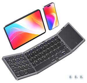 lot 8057 image: MEETION Foldable Bluetooth Keyboard with Touchpad, Slim Portable, Gray