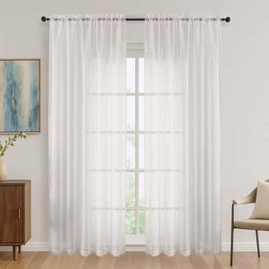 lot 8063 image: OVZME Ivory Sheer Curtains 84 Inches Long 2 Panels Set, Light Filtering Sheer Curtains for Living Room Bedroom 59 Inch Extra Wide, Modern Voile Filmy Rod Pocket Window Drapes, 59Wx84L Inches