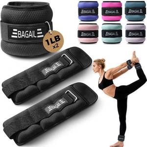 lot 8071 image: BAGAIL Ankle Wrist Weights for Women & Men, 1lb Each (2lb Pair), Black
