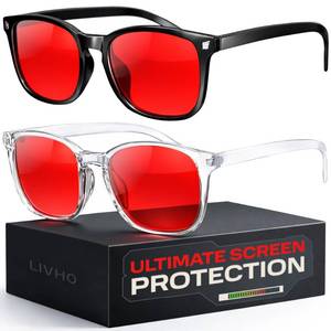 lot 8079 image: livho High Tech Blue Light Blocking Gaming Glasses - Red Lenses