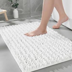 lot 8096 image: Ruggnovea Chenille Bathroom Rugs Non Slip Washable 32x20, White