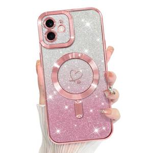 lot 8103 image: Bonoma Compatible with iPhone 11 Case Heart Glitter -Pink