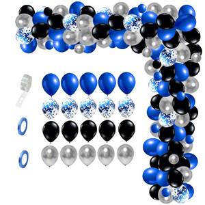 lot 8108 image: Roya Blue Black Balloons Garland Arch Kit,124 pcs Matte Blue Black Metallic Silver Latex Balloons for Video Gaming Party Men Birthday Party Space Video Gamer Graduation Retirement Party Decoration
