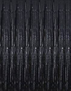 lot 8111 image: GOER 6.4 ft x 9.8 ft Metallic Tinsel Foil Fringe Curtains,Pack of 2 Party Streamer Backdrop for Birthday,Graduation Decorations and New Year Eve (Black)