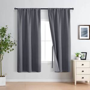 lot 9435 image: XWZO Boho Dark Grey Blackout Curtains for Bedroom, Vintage Curtains Mid Century Black Out Curtain 42 x 63 Inch Length 2 Panels for Living Room Back Tab Rod Pocket Top Bohemian Decor