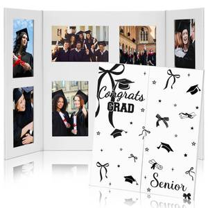 lot 9436 image: Tellingyou Senior Multi Picture Frame for 4 x 6 Graduation Picture Frame with Black Bow Photographs Congrats Grad Class of 2026 Gifts Folding Booklet with Slide in Slots for High School