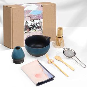 lot 9438 image: Matcha Whisk Set,includes Matcha Bowl,Matcha Whisk and Holder by Bamboo, Spout, Matcha Sifter Strainer Spoon Scoop Chasen Holder Towel- Perfect Japanese Matcha Set(8 Pcs Blue)