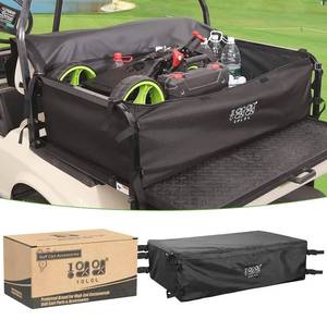 lot 9453 image: 10L0L 4-Passenger Golf Cart Storage Bag, 800D PVC Dustproof Rear Bench Bag for Yamaha, EZGO, Club Car, No Drilling Required, Grocery Organizer with Secure Buckles