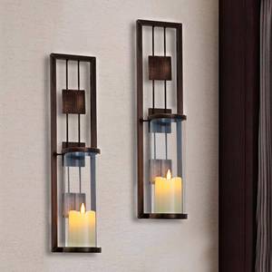 lot 9470 image: Shelving Solution Wall Sconce Candle Holder Metal Wall Decorations for Living Room, Bathroom, Dining Room, Set of 2