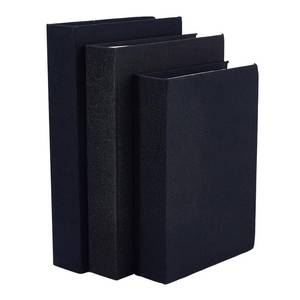 lot 9472 image: DICOSMETIC 3Pcs 3 Sizes Fabric Decorative Book Boxes Cotton Faux Books Black Modern Book Shaped Boxes Blank Stacked Decor Faux Prop for Farmhouse Coffee Table Home Decor, Cannot Be Opened