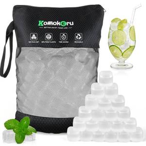lot 9473 image: 300 PCS Reusable Ice Cube for Drink, Refreezable Plastic ice Cubes Without Diluting BPA Free, Large Pack With Bag, Suitable for Whiskey Coffee Bars Ice Baths Camping, Instant Cooler Packs