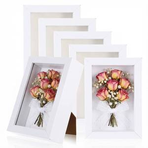 lot 9487 image: 6 Pack 4x6 Shadow Box Frames, 1.8 Inch Deep Small White Memory Display Cases with Clear Front for Wall or Tabletop �� Perfect for Dried Flowers, Photos, Medals & Keepsakes
