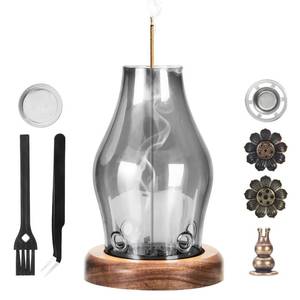 lot 9495 image: Glass Incense Holder for Sticks, Wooden Incense Stick Holder With Ash Catcher, Modern Insence-Stick Holder, Multi-Functional Anti-Ash Flying Incent Holder for Yoga Spa Meditation Home Zen Decor (Gray)