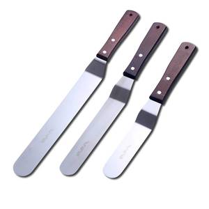 lot 10179 image: Cake Decorating Angled Icing Spatula Set of 6 8 & 10 Inch Wooden Handle Stainless Steel Offset Frosting Spatulas