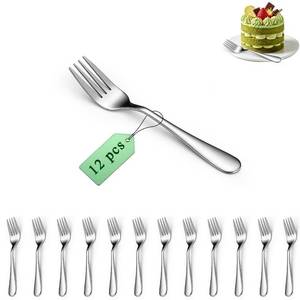 lot 10190 image: Dessert Forks Set of 12, Berglander Stainless Steel 5.5 Cake Fork for Cocktail, Dessert, Cake, Tea, Fruit, Cheese, Appetizer Small Forks for Party, Hotel, Restaurant, Cafes Dishwasher Safe