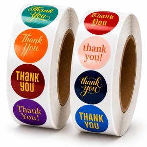 lot 10211 image: 1000 Thank You Stickers, 1 Inch Round, 2 Rolls of 500