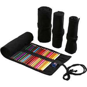 lot 10212 image: DIYOMR 12243672 Slots Pencil Wrap Pencil Rolls, Artist Colored Pencil Roll Up Bag Short Brush Pouch Case Pencils Organizer for Drawing Coloring and Sketching, No Pencils (Black, 12slots), PCD1098