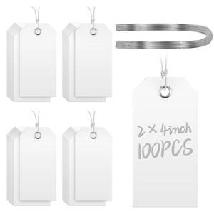 lot 10228 image: COIHAF 100 Pcs Large Plastic Shipping Tags with Wire Attached Heavy Duty Blank Waterproof Tags with String for Inventory Outdoor Labeling Equipment 4 34 x 2 38 (White)