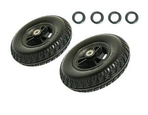 lot 10232 image: 8-inch electric wheelchair replacement wheel. 8 x 2 with polyurethane riot-resistant tire. With bearing. Suitable for electric and manual wheelchairs and strollers. Replacement part,(black, 1pair)