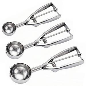 lot 10235 image: Ice Cream Scoop, 3Pcs Cookie Scoop Set, 188 Stainless Steel Cookie Dough Scoop, Cookie Scoops for Baking Set of 3, Ice Cream Scooper with Trigger Release, Cookie Scooper for Baking