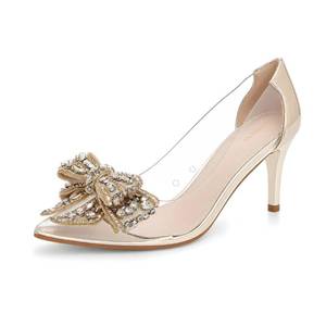 lot 11017 image: Berness Crystal Bow Pointed Toe Clear Heels Size 7