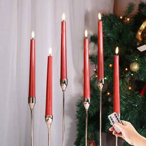 lot 11026 image: Eywamage Red LED Taper Candles with Remote Set of 6