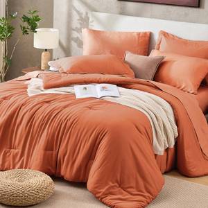 lot 11032 image: Sasttie Queen Comforter Set 7-Piece Burnt Orange