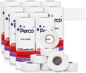 lot 11979 image: Perco 1 Line White Labels 80,000 Count  Retail $190.99