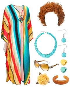 lot 11995 image: Velmitten Landlady Caftan Costume Set with Wig and Accessories
