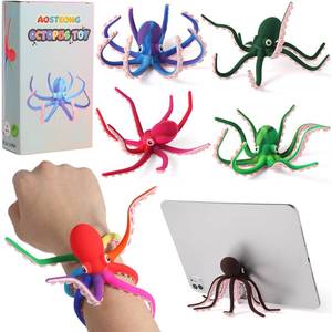 lot 12247 image: AOSTEONG Octopus Fidget Toy Silicone Rainbow