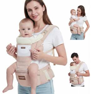 lot 13480 image: Luollabytel Baby Carrier with Hip Seat, 6-in-1 Newborn to Toddler, Khaki