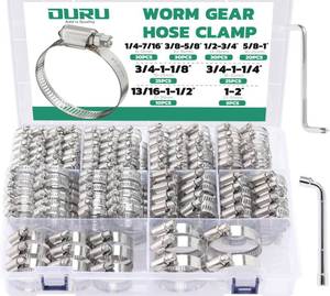 lot 13481 image: OURU 175PCS Hose Clamps Assortment Kit, Adjustable 14-2(6-51mm), 8 Sizes