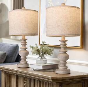 lot 13483 image: BOBOMOMO Tradition 20 Rustic Table Lamp Set of 2 for Living Room Bedroom Bedside Desk Lamps Bedroom Nightstand Vintage Lamps Linen��Suitable for Decorating Small Areas��