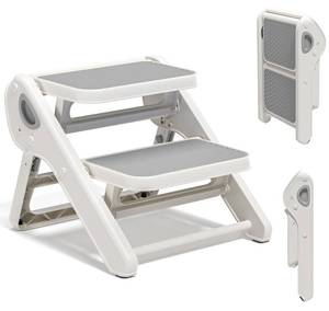 lot 13486 image: MoreFeel Foldable Toddler Step Stool for Bathroom Sink - 2-Step Kids Stool for Potty Training, Kitchen Counter & Bedroom, Sturdy Non-Slip Child Safety Stool Helper