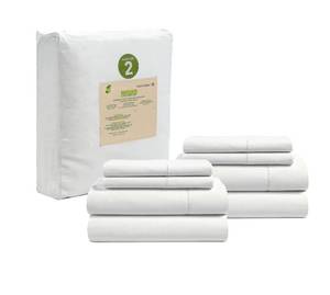 lot 13487 image: LANE LINEN King Sheets 100% Organic Cotton Cooling Soft 8pc Percale - White