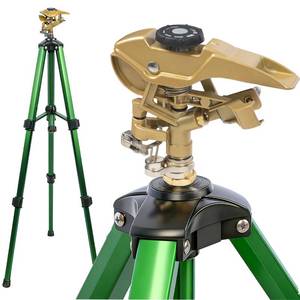 lot 13490 image: Hourleey Impact Sprinkler on Tripod, Rotating Water Sprinklers for Yard Lawn and Garden, Heavy Duty 360 Degree Irrigation Sprinkler with Zinc Head and 34 Connector for Outdoor