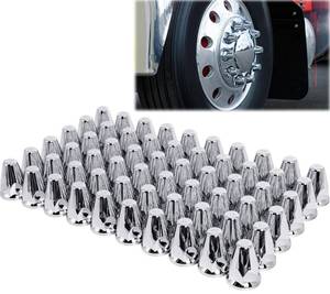 lot 13495 image: 33mm Lug Nut Covers 60 Pack, 2-58 Chrome Push-On Caps for Semi Trucks
