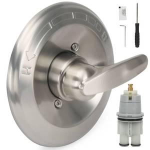 lot 13501 image: Replacement for Delta Classic 13 Series Single-Function Trim Kit T13010 Shower Handle for Delta R10000 Series Shower Valve Used for Shower Faucet Systems Brushed Nickel (Cartridge included)