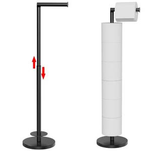 lot 13504 image: RUACQ Bathroom Toilet Paper Holder Stand with Storage, Matte Black