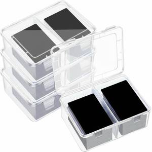 lot 13510 image: Vicenpal 300 Card Storage Box Compatible with Mtg TCG Clear Plastic Trading Card Storage Box with Removable Divider Hard Trading Deck Case for Baseball Football Game Organizer Collector(4 Pcs)