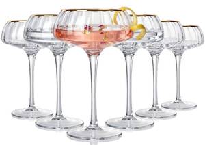 lot 13516 image: Vintacicle 10 oz Coupe Glasses Set of 6 with Gold Rim, HandBlown Martini Glasses for Elegant Bar Drinks,Crystal Cocktail Glassware for Celebrations Home Bar