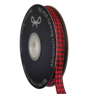 lot 14468 image: Micomon Red and Black Gingham Plaid Checked Ribbon 25 Yards Each Roll 100% Polyester (38,BlackRed)
