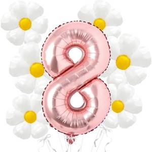 lot 14493 image: Daisy Balloons Groovy Birthday Decorations - 40 Inch Mylar Rose Gold Number 8 Balloons - Daisy Balloons for Daisy Birthday Party Decoration - Groovy Birthday Party Decorations