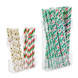 lot 14495 image: 2 PACK Small Acrylic Straw Holder for Cabinet Doors��Straw Organizer Storage with Most Sizes��Multi-Function Kitchen Accessories Container with Adhesive Round Pads(Transparent)