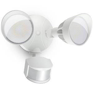 lot 19691 image: ShineSeed 45W 5500LM PIR Motion Sensor Outdoor Lights, Dual Head LED Flood Light, 5000K Daylight, IP65 Waterproof Hardwired Dusk to Dawn Motion Detector Security Light for Outside Garage Yard (White)