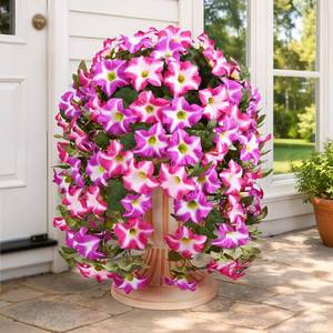 lot 19695 image: Yastouay Artificial Flowers for Outdoors, 8 Pack Artificial Petunias Fake Flowers, UV Resistant Realistic Hanging Flowers Plants for Outside Porch Patio Garden Spring Summer Decor(Double Fuchsia)